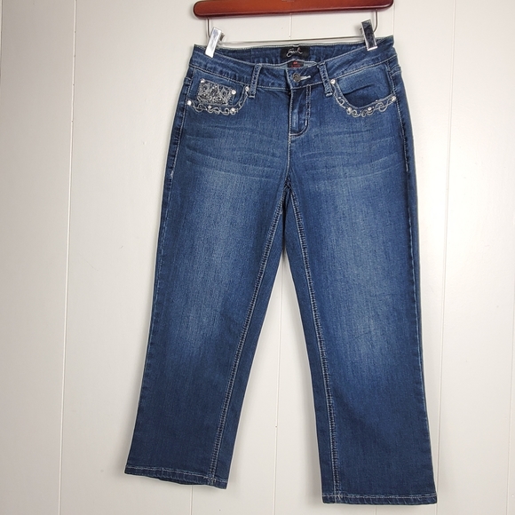 Earl jeans rhinestone bling capri jeans size 6 petite - Picture 14 of 14